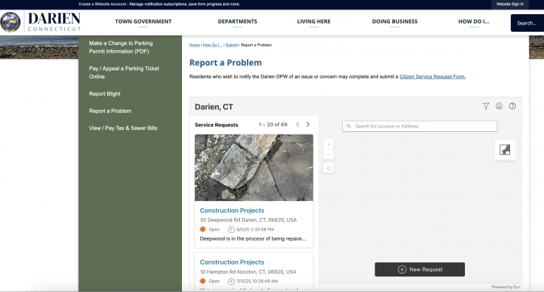 DPW problem reporting web page